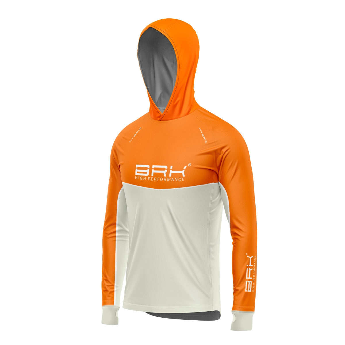 Camisa de Pesca Brk com Capuz Hybrid Laranja com Proteção Solar UV50+ Envio Imediato Brk Fishing