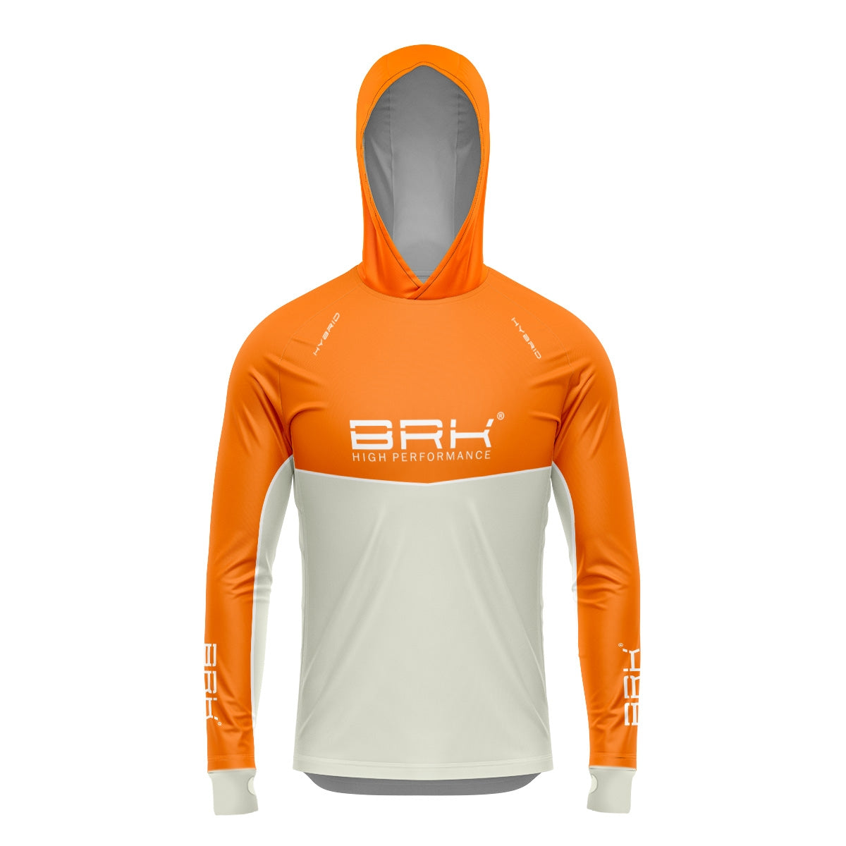 Camisa de Pesca Brk com Capuz Hybrid Laranja com Proteção Solar UV50+ Envio Imediato Brk Fishing