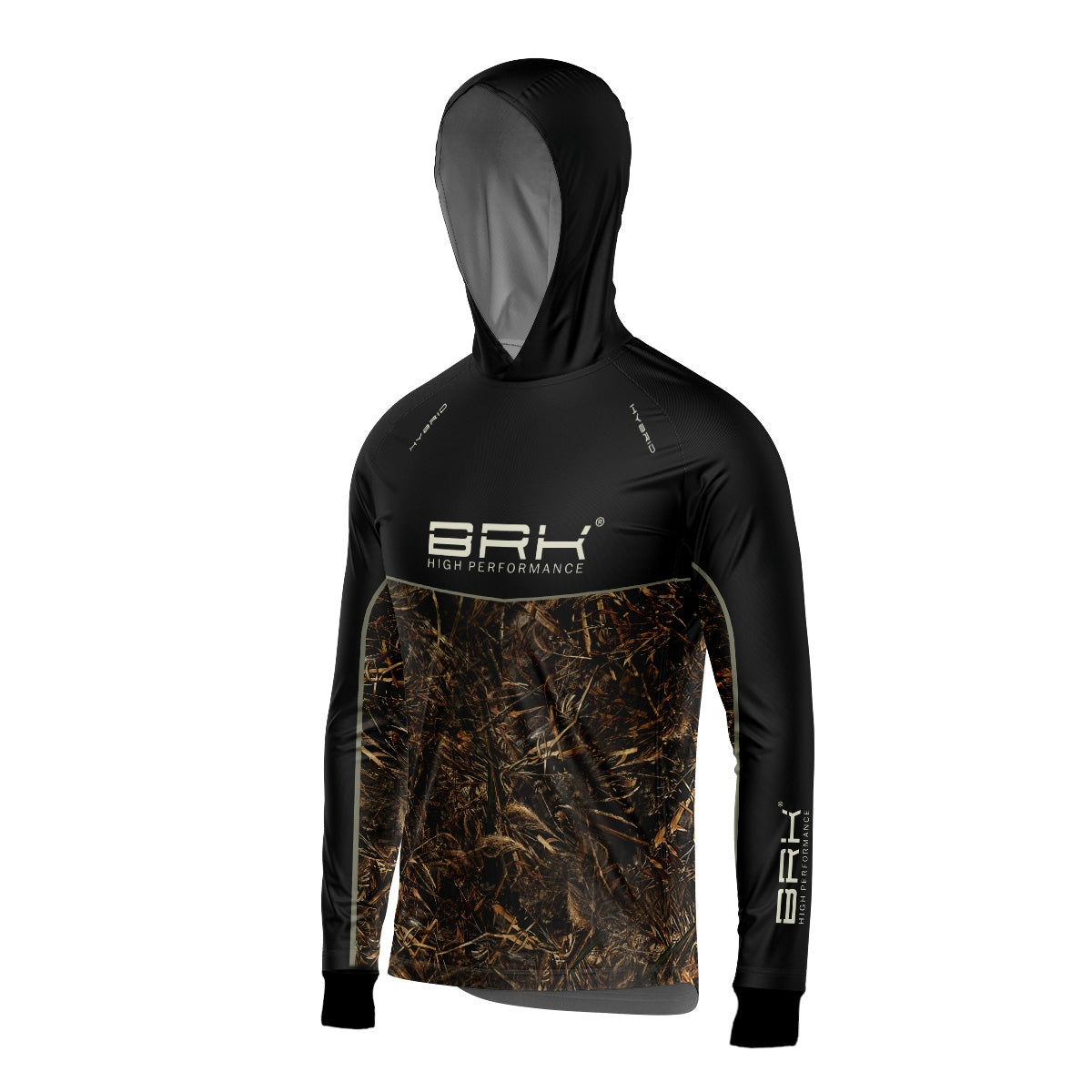Camisa de Pesca Brk com Capuz Hybrid No Bait No Fishing com Proteção Solar UV50+ Envio Imediato Brk Fishing