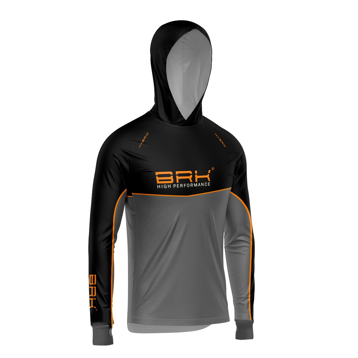 Camisa de Pesca Brk com Capuz Hybrid Real Preto Black Fishing com Proteção Solar UV50+ Envio Imediato Brk Fishing
