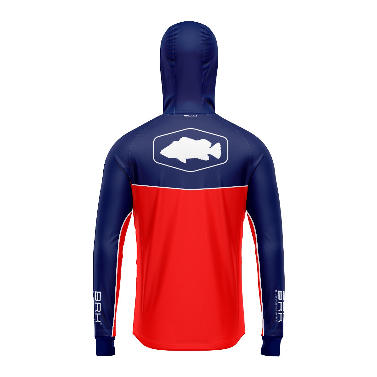 Camisa de Pesca Brk com Capuz Hybrid Red Blue Fishin com Proteção Solar UV50+ Envio Imediato Brk Fishing
