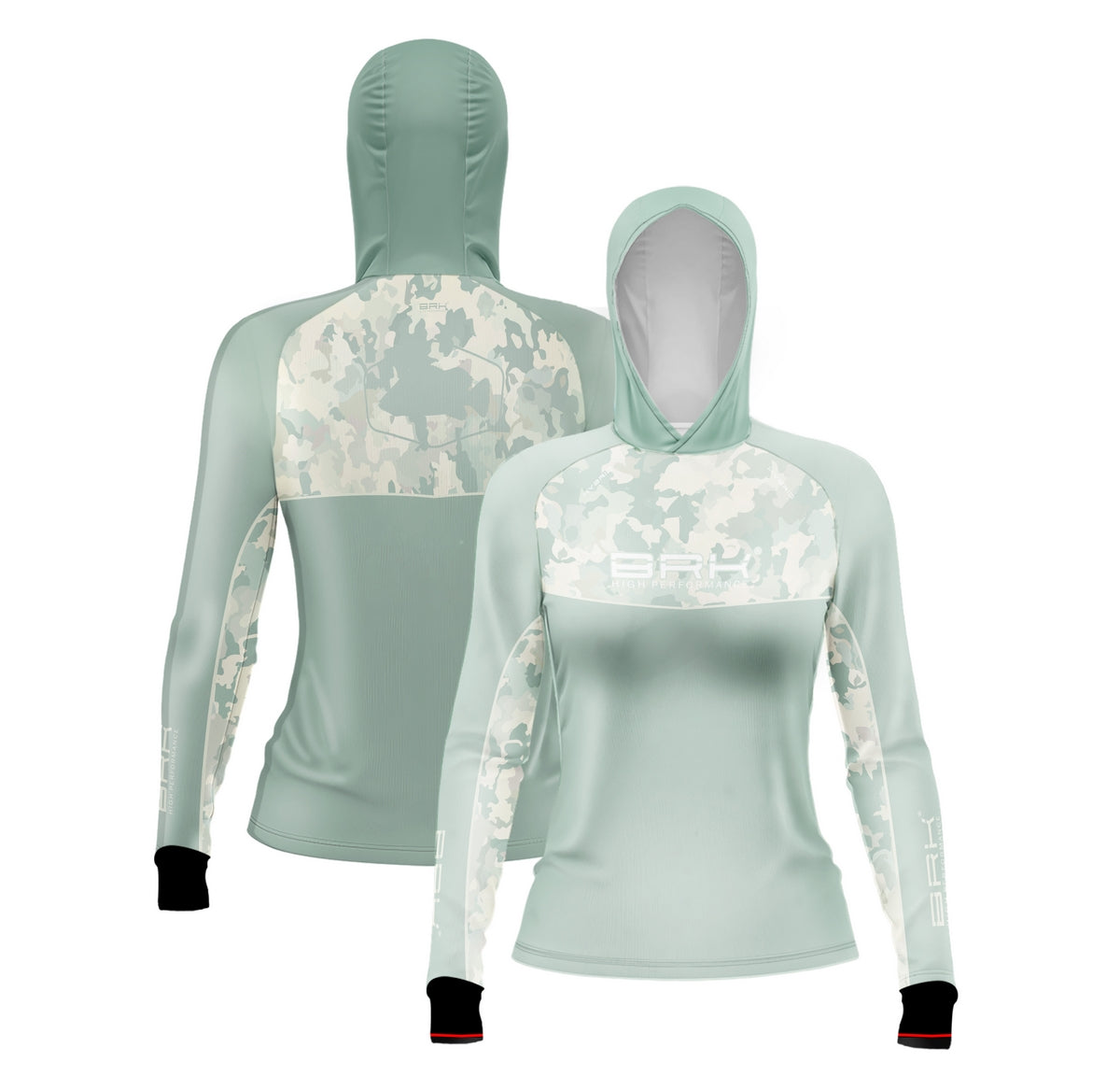 Camisa de Pesca Feminina Brk com Capuz Hybrid Camu Selva com Proteção Solar UV50+ Brk Fishing