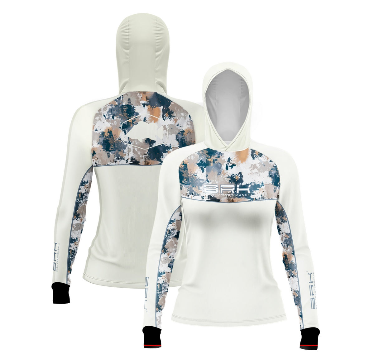 Camisa de Pesca Feminina Brk com Capuz Hybrid Camuflagem Fishing com Proteção Solar UV50+ Brk Fishing