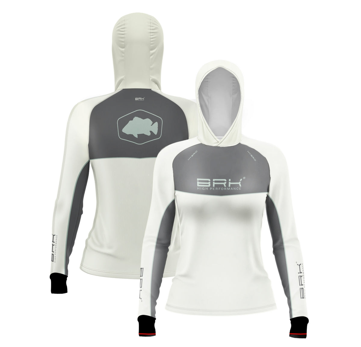 Camisa de Pesca Feminina Brk com Capuz Hybrid Cinza Bege com Proteção Solar UV50+ Brk Fishing