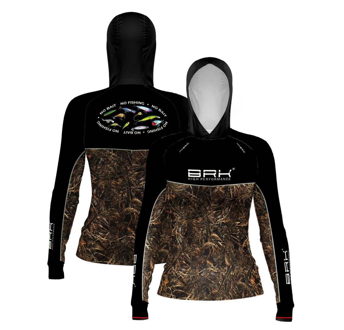 Camisa de Pesca Feminina Brk com Capuz Hybrid No Bait No Fishing com Proteção Solar UV50+ Brk Fishing
