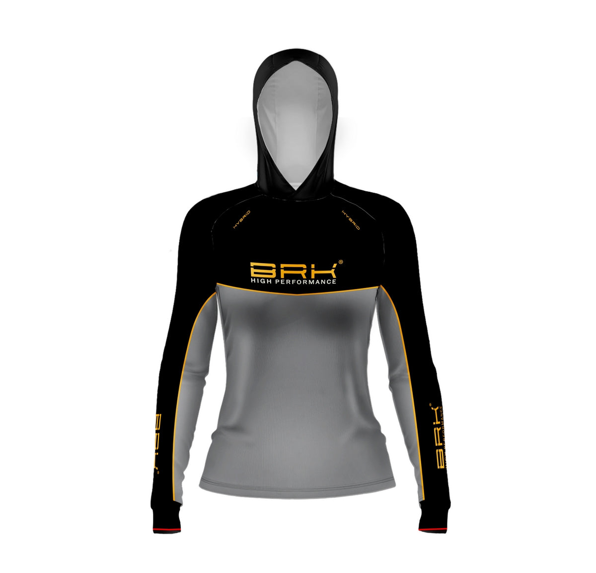 Camisa de Pesca Feminina Brk com Capuz Hybrid Real Preto Black Fishing com Proteção Solar UV50+ Brk Fishing