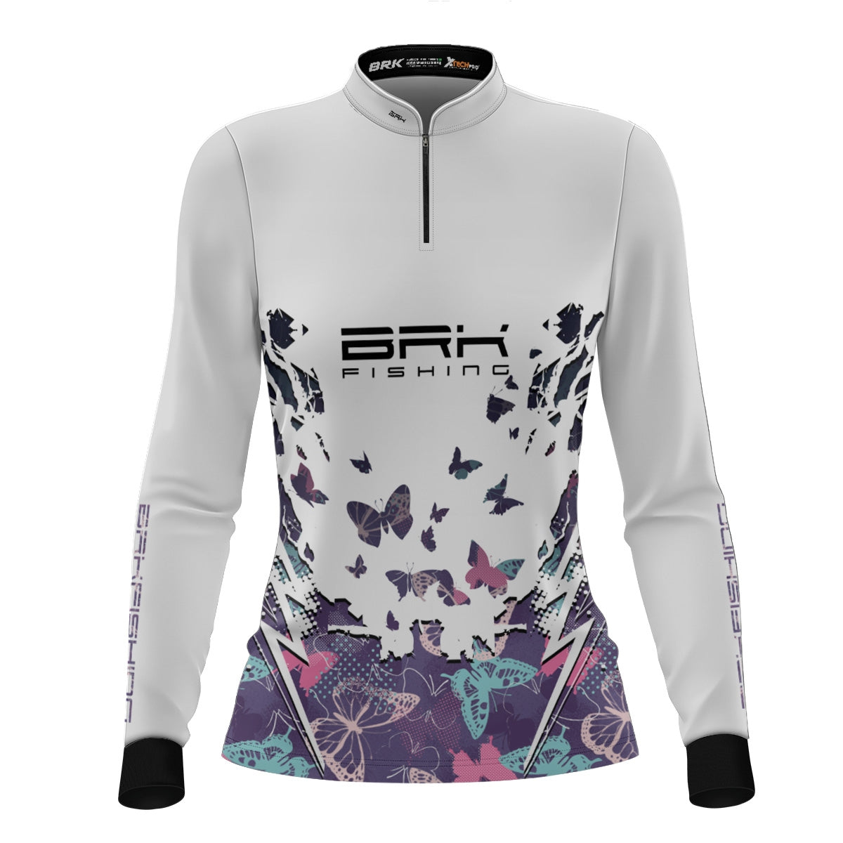 Camisa de Pesca Feminina Brk Borboleta Branca com Proteção UV50+ - Brk Fishing