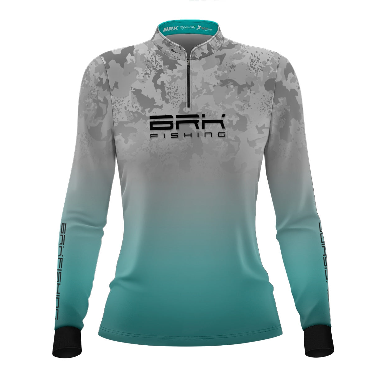 Camisa de Pesca Brk Feminina Azul e Branco com Proteção UV50+ - Brk Fishing