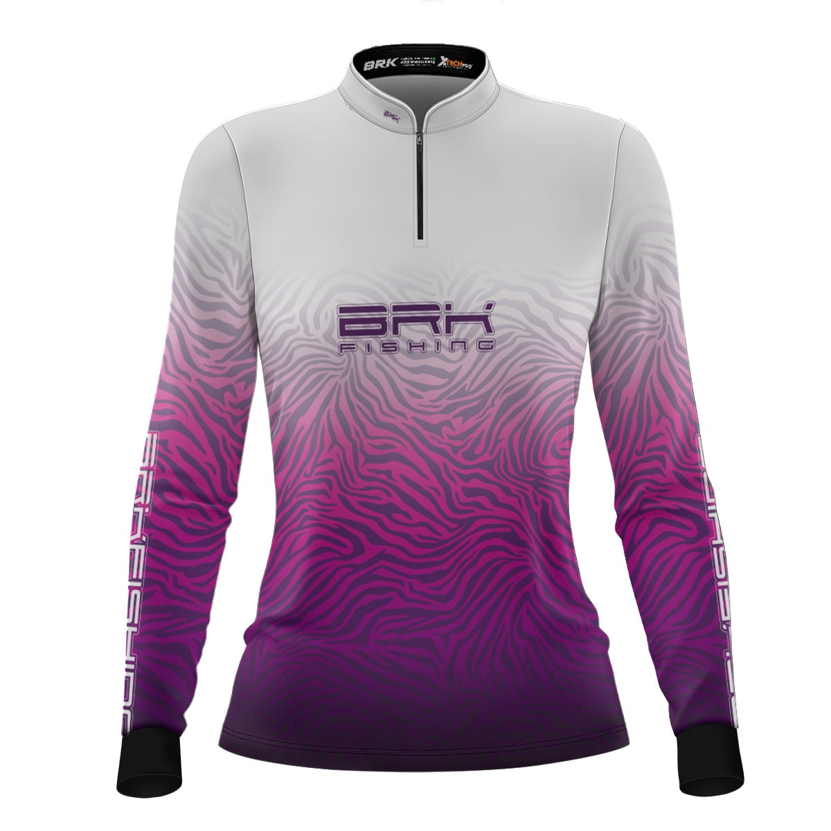 Camisa de Pesca Feminina Brk Branco e Roxo com UV50+ - Brk Fishing
