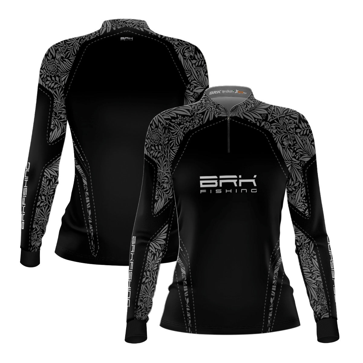 Camisa de Pesca Feminina Brk Preta e Cinza Florida com UV50+ - Brk Fishing
