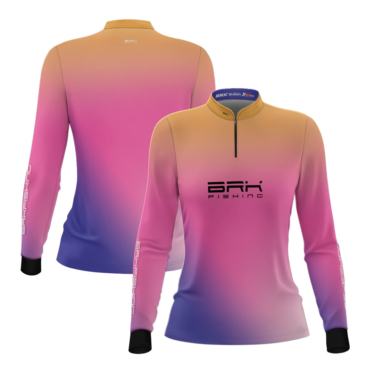 Camisa de Pesca Feminina Brk Degradê Amarelo Rosa Azul com proteção UV50+ - Brk Fishing