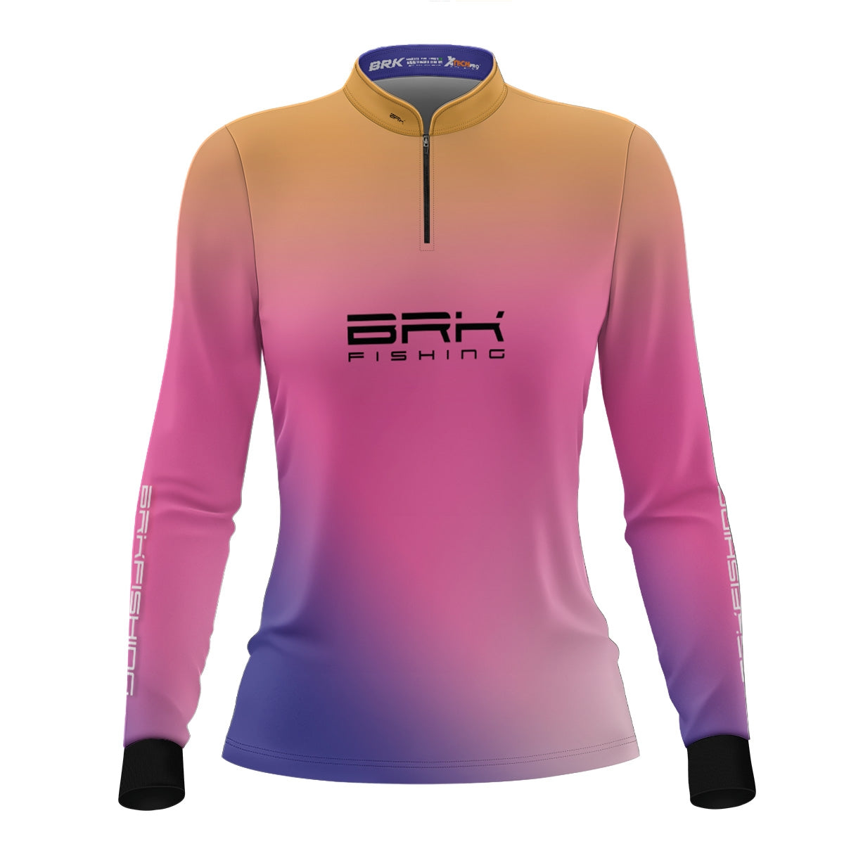 Camisa de Pesca Feminina Brk Degradê Amarelo Rosa Azul com proteção UV50+ - Brk Fishing