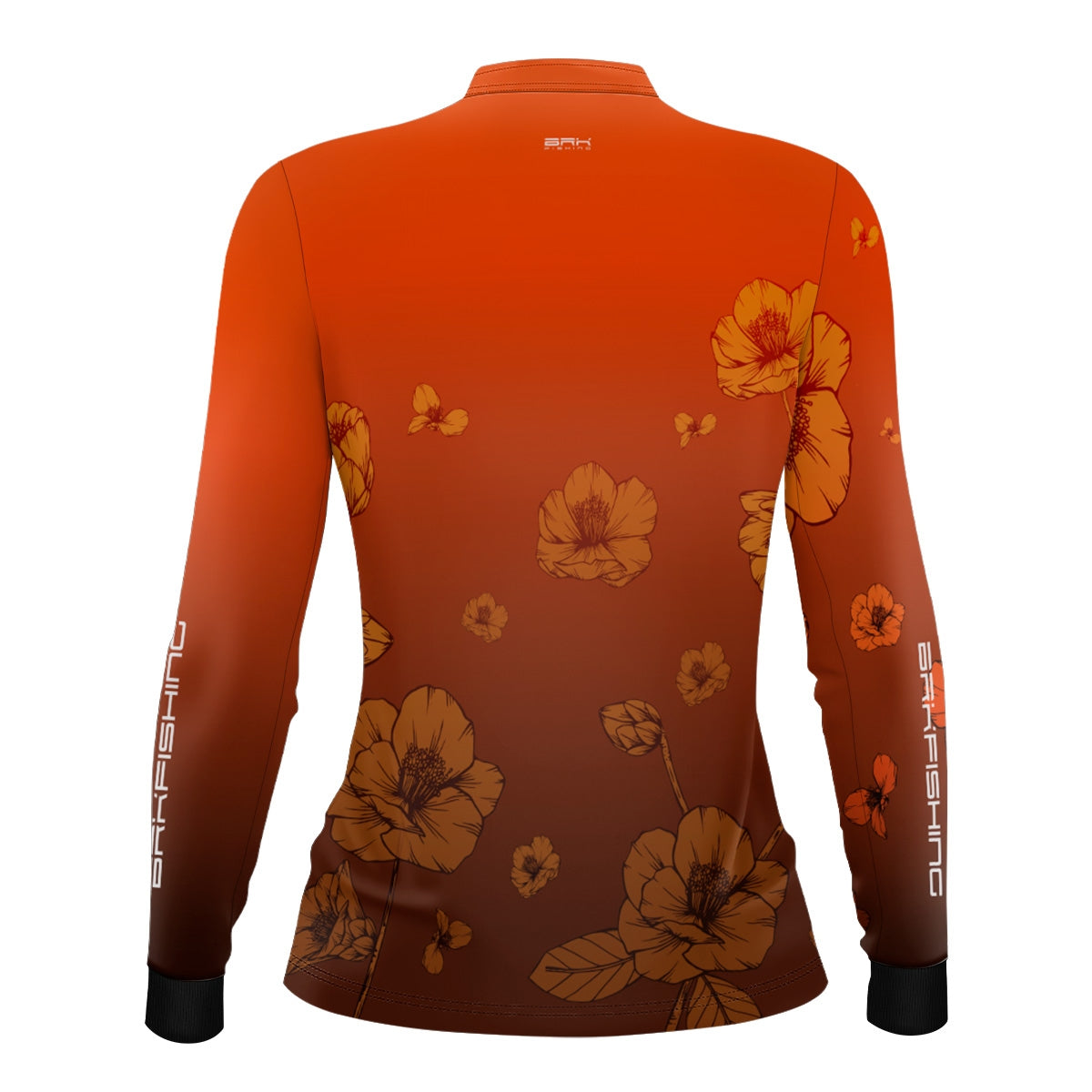 Camisa de Pesca Feminina Brk Flor Laranja com Proteção UV50+ - Brk Fishing