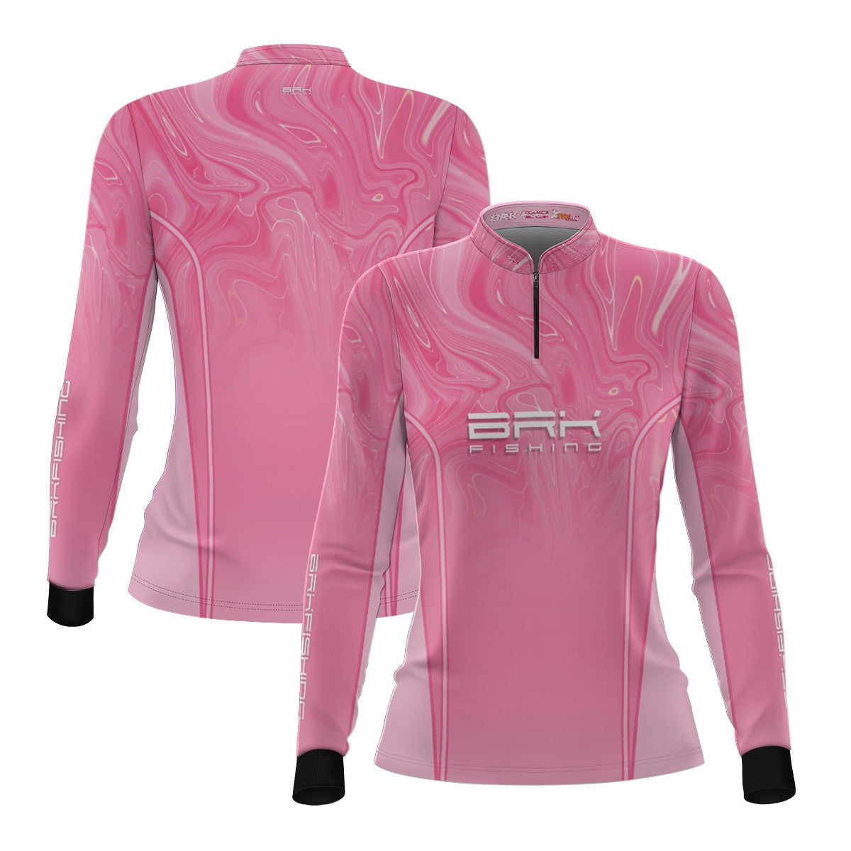 Camisa de Pesca Feminina Brk Fishing Marble Rosa com Proteção UV50+ - Brk Fishing