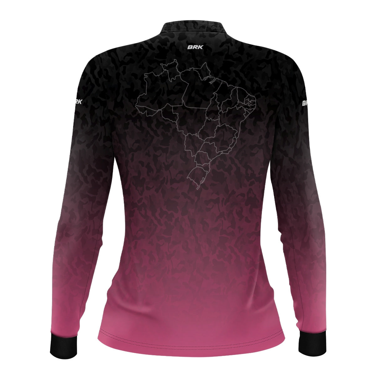 Camisa Feminina Agro Brk Camuflado Preto e Rosa Bandeira do Brasil com Proteção Solar UV50+ - Brk Fishing
