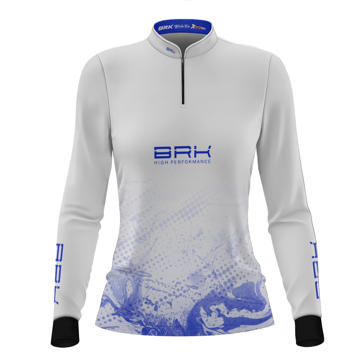 Camisa Agro Feminina Brk Azul e Branca com Proteção Solar UV50+ - Brk Fishing