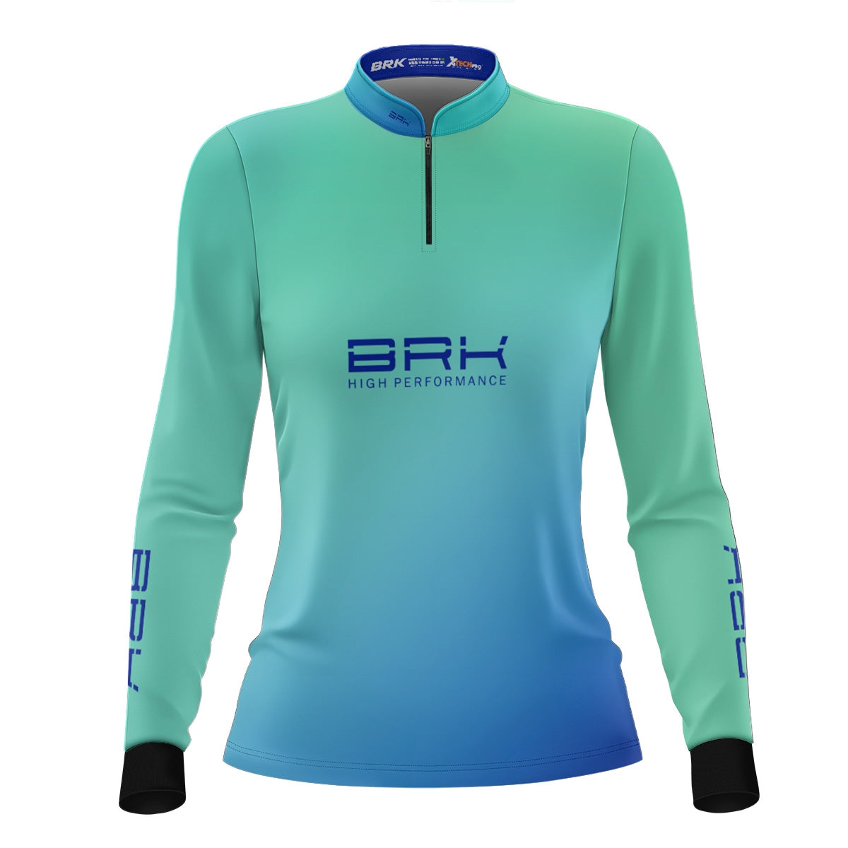 Camisa Agro Feminina Brk Azul e Verde com Proteção Solar UV50+ - Brk Fishing