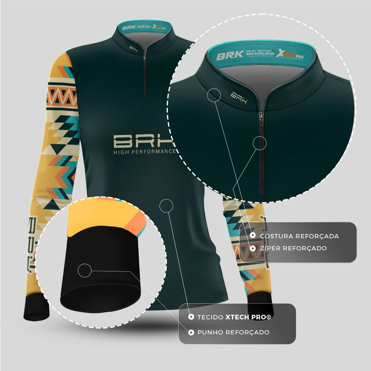 Camisa Agro Feminina Brk Geométrica com Proteção Solar UV50+ - Brk Fishing