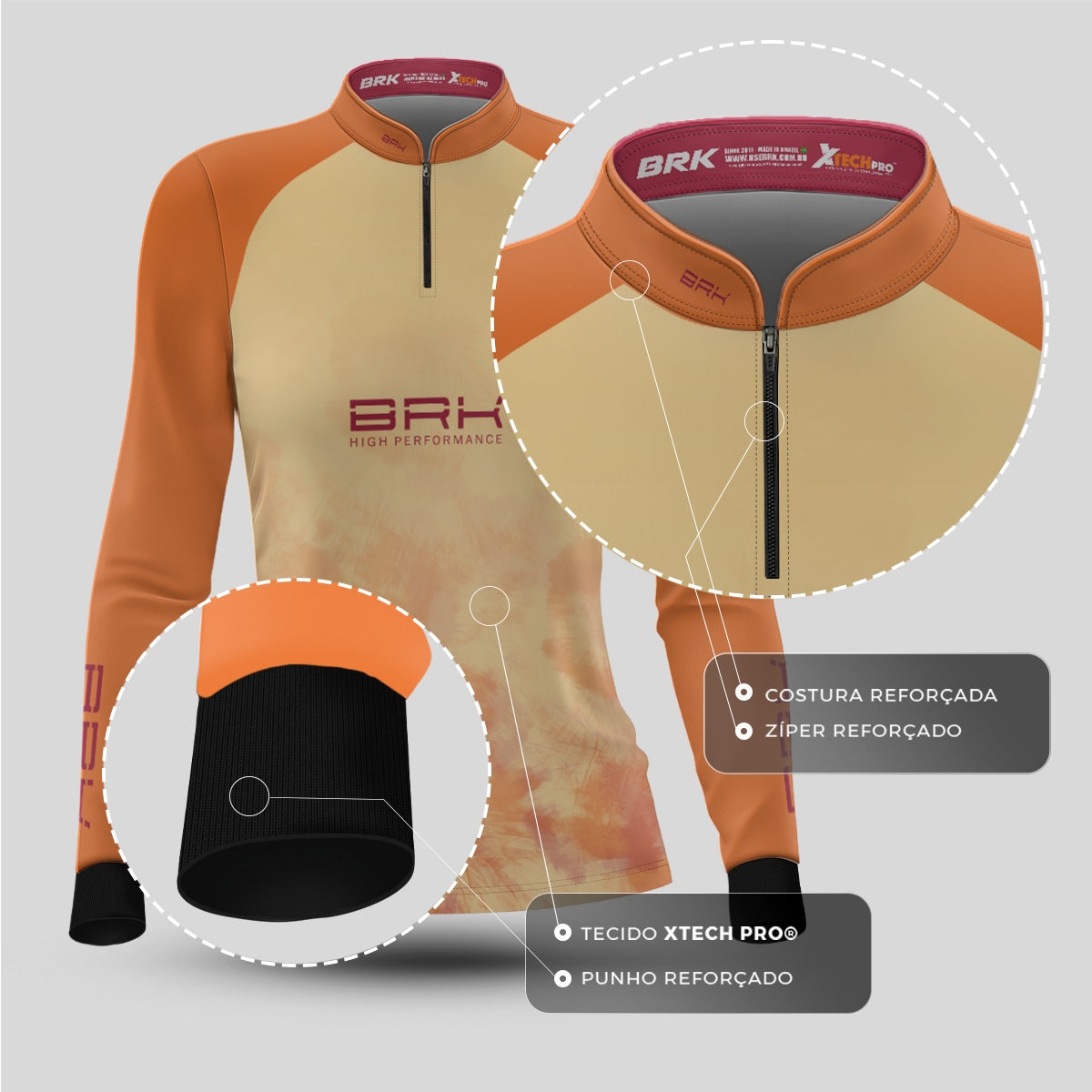 Camisa Agro Feminina Brk Tie Dye Laranja com Proteção Solar UV50+ - Brk Fishing