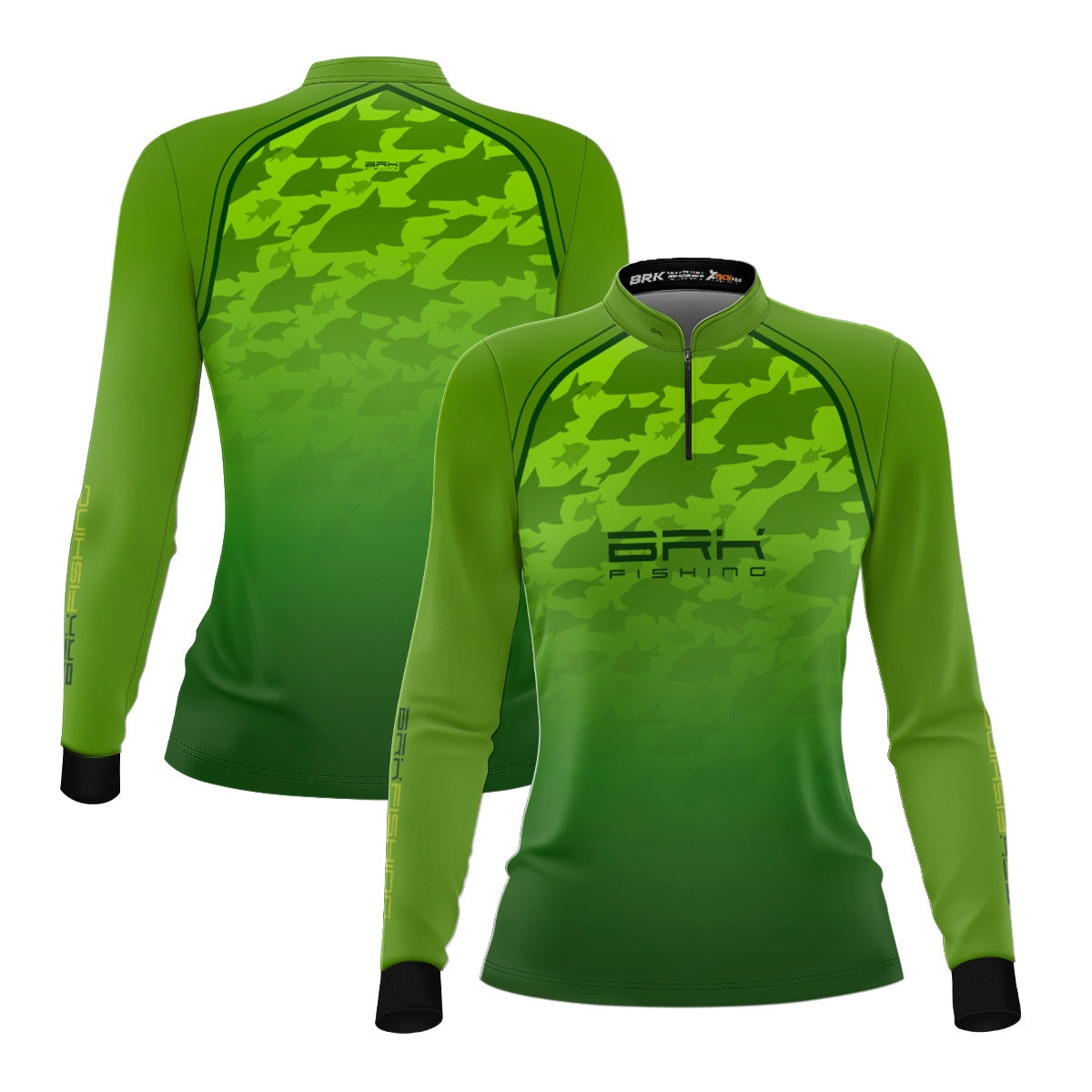 Camisa Feminina de Pesca  Verde Brk Cardume com Proteção UV50+ - Brk Fishing