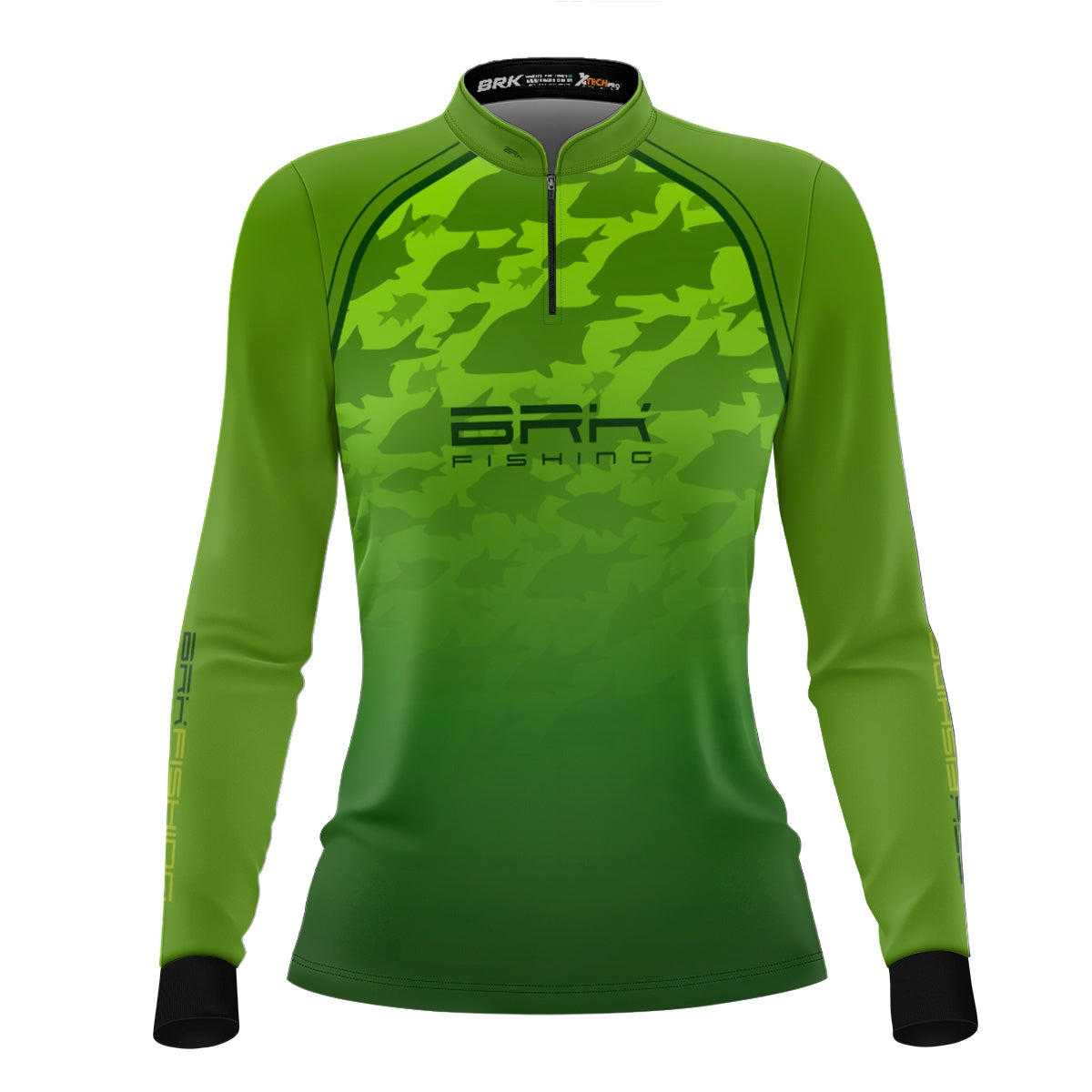 Camisa Feminina de Pesca  Verde Brk Cardume com Proteção UV50+ - Brk Fishing