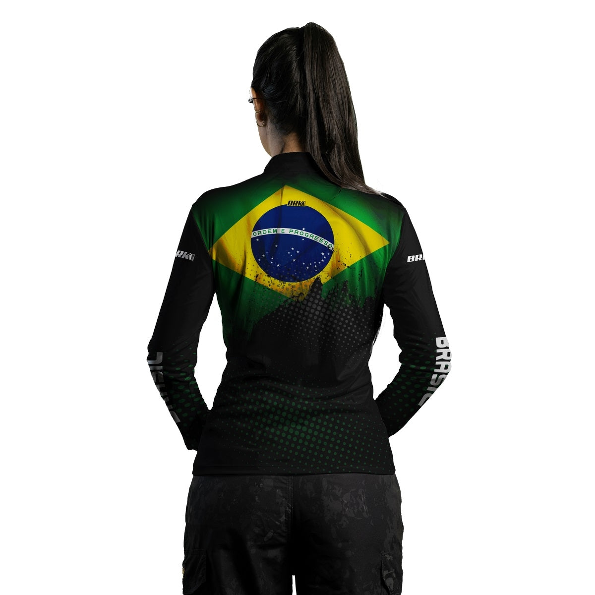 Camisa De Pesca Feminina Brk Bandeira do Brasil com Proteção Solar UV50+ - Brk Fishing