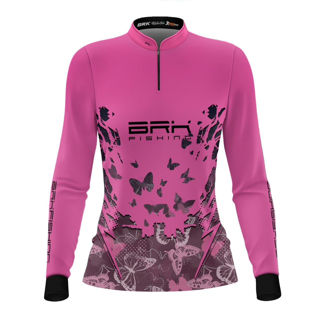 Camisa Feminina de Pesca Preta e Rosa Brk Tucunaré com UV50+ - Brk Fishing
