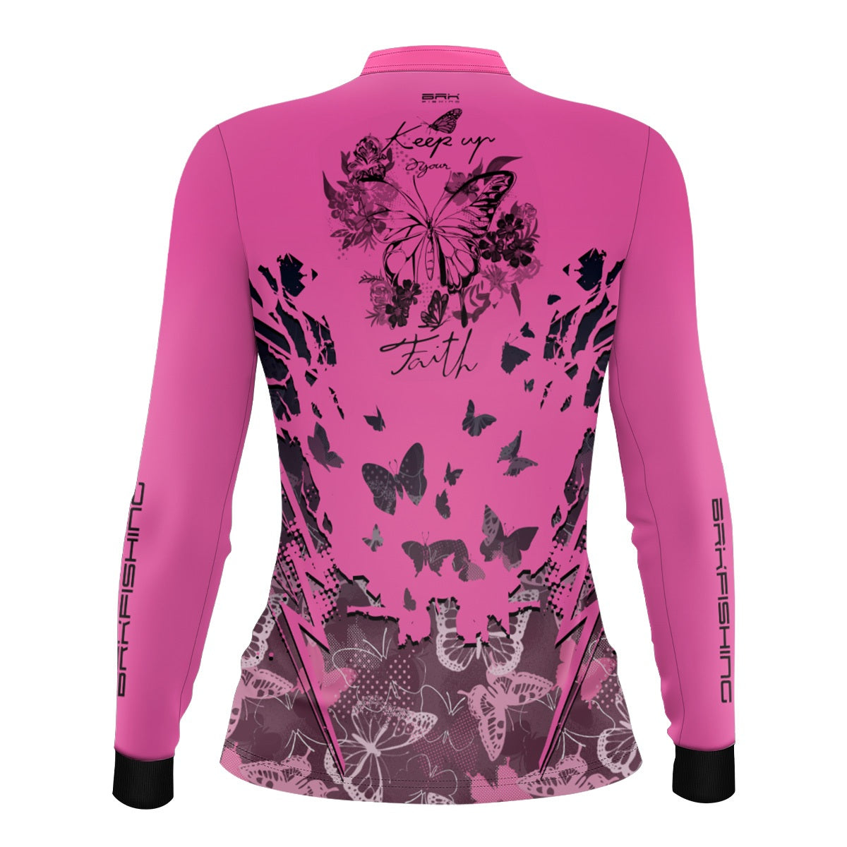 Camisa Feminina de Pesca Preta e Rosa Brk Tucunaré com UV50+ - Brk Fishing