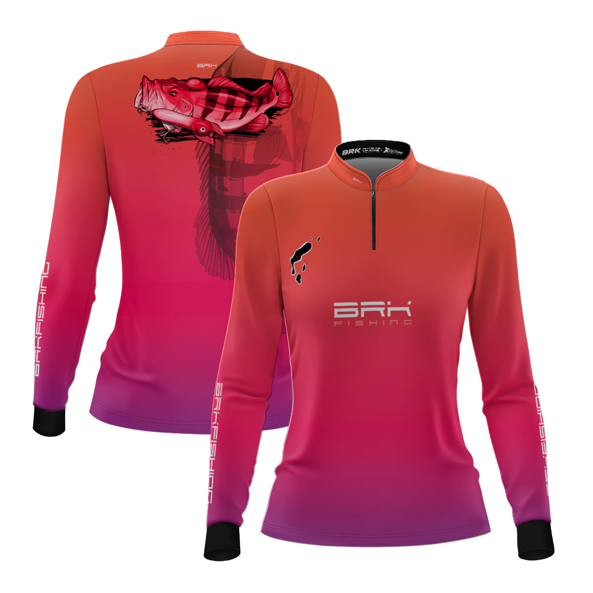 Camisa Feminina de Pesca Brk Rosa Tucunaré Azul com UV50+ - Brk Fishing