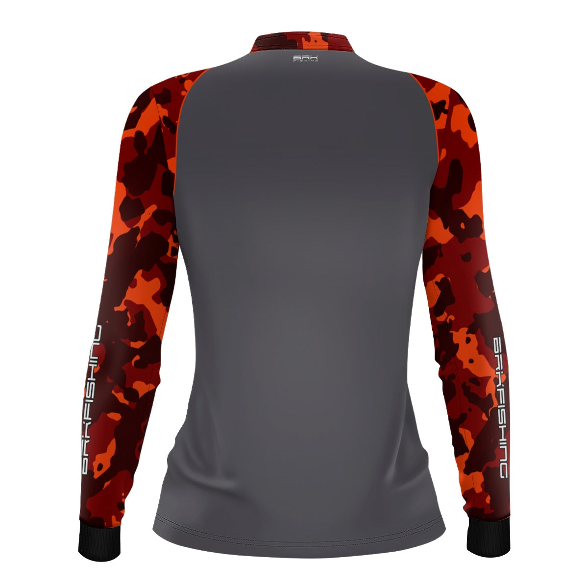 Camisa Feminina de Pesca  Brk Laranja Camuflado e Cinza com UV50+ - Brk Fishing