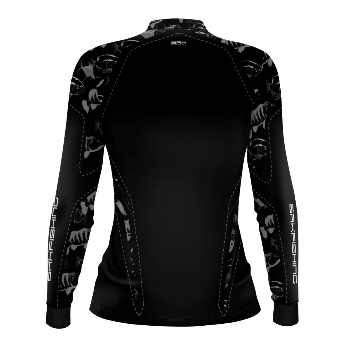 Camisa Feminina de Pesca  Brk Fishing Peixes Preto e Branco com Proteção UV50+ - Brk Fishing