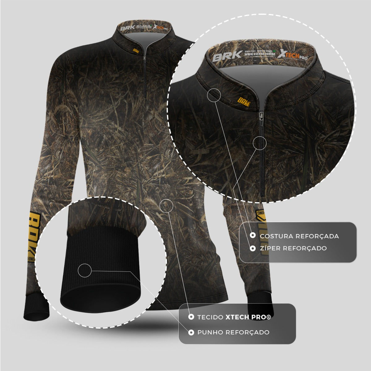 Camisa Feminina de Caça e Pesca  Brk Real Tree Camuflada com Proteção Solar UV50+ - Brk Fishing