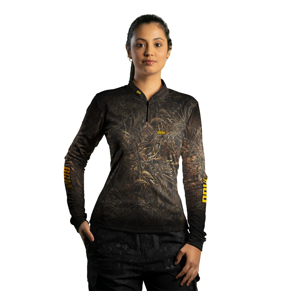 Camisa Feminina de Caça e Pesca  Brk Real Tree Camuflada com Proteção Solar UV50+ - Brk Fishing