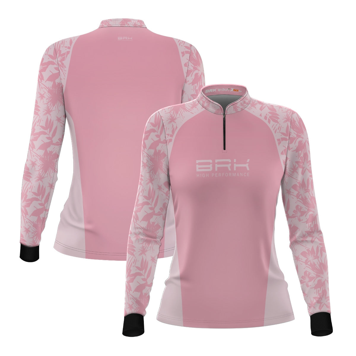 Camisa Agro Feminina Brk Básica Floral Rosa com Proteção Solar UV50+ - Brk Fishing