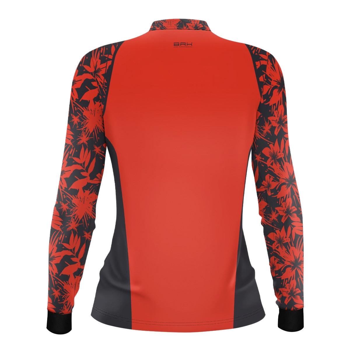 Camisa Feminina de Pesca Brk Básica Floral Salmão e Chumbo com Proteção UV50+ - Brk Fishing