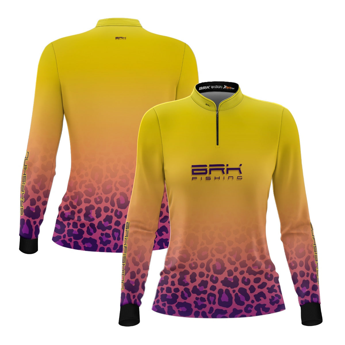 Camisa Feminina de Pesca  Brk Fishing Onça Amarelo e Roxo com Proteção UV50+ - Brk Fishing