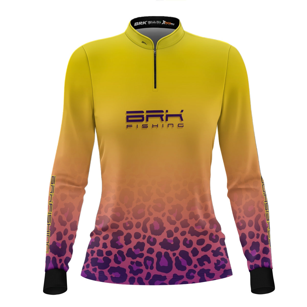 Camisa Feminina de Pesca  Brk Fishing Onça Amarelo e Roxo com Proteção UV50+ - Brk Fishing