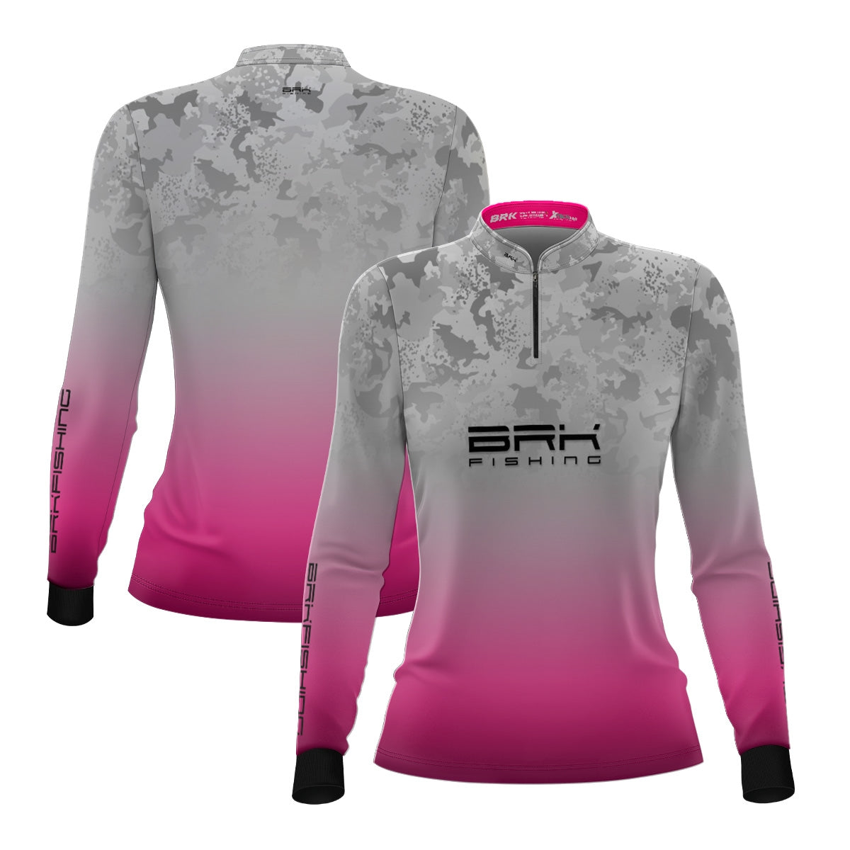 Camisa Feminina de Pesca  Brk Branca e Rosa Camuflada com Proteção Solar UV50+ - Brk Fishing