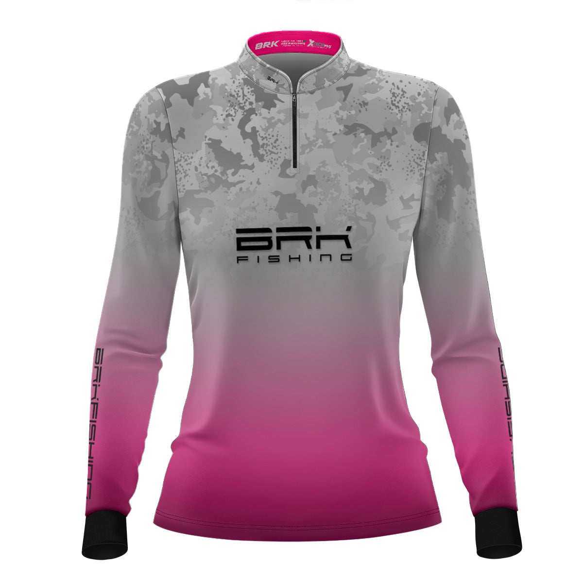 Camisa Feminina de Pesca  Brk Branca e Rosa Camuflada com Proteção Solar UV50+ - Brk Fishing