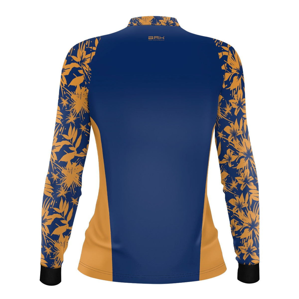 Camisa de Pesca Feminina Brk Básica Floral Mostarda com Proteção UV50+ - Brk Fishing