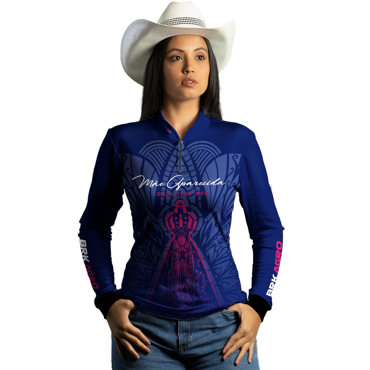 Camisa Feminina  Agro Brk Nossa Senhora Mãe Aparecida com Proteção Solar UV50+