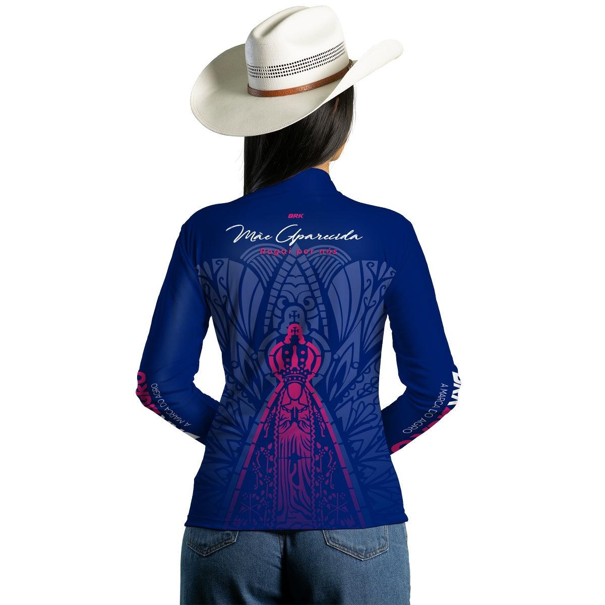 Camisa Feminina  Agro Brk Nossa Senhora Mãe Aparecida com Proteção Solar UV50+