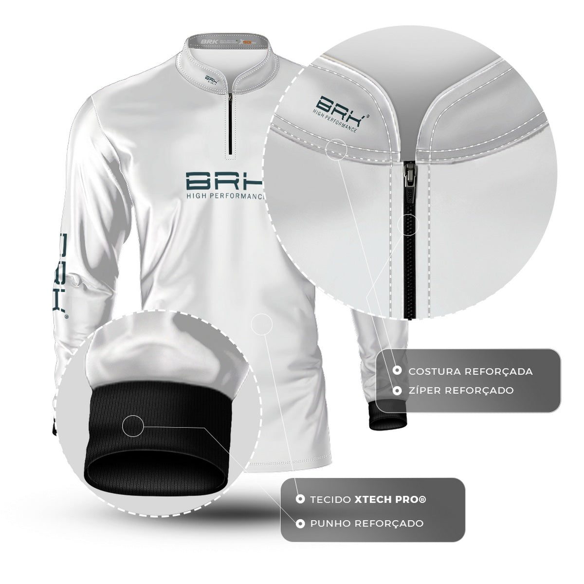 Camisa de Pesca Brk Básica Branca com Proteção Solar UV50+ - Brk Fishing