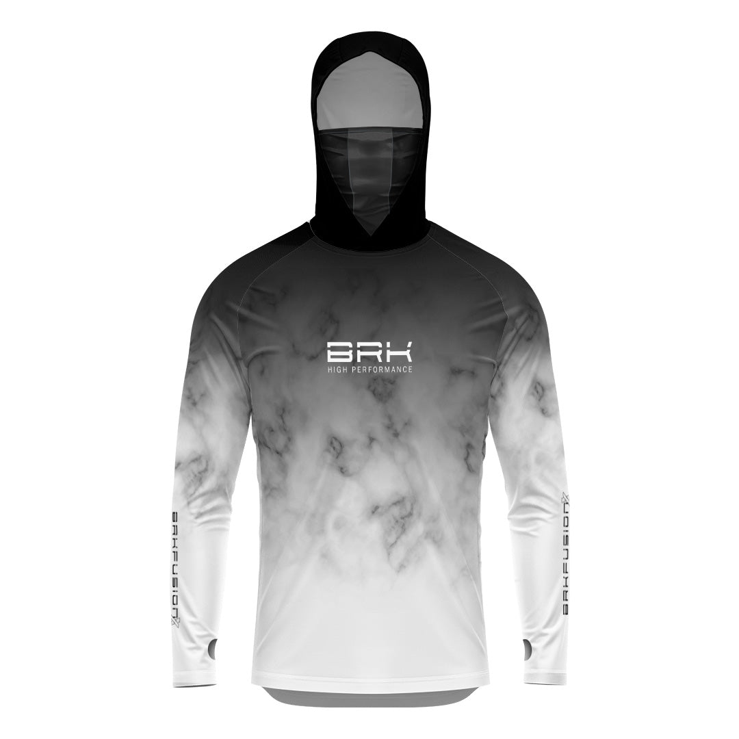 Camisa FusionX Brk Galaxy Preta e Branca com Capuz e Proteção UV50+ - Brk Fishing