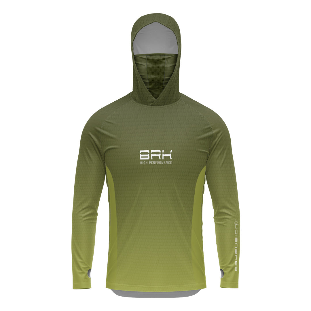 Camisa FusionX Brk Clean Verde Oliva com Capuz e Proteção UV50+ - Brk Fishing