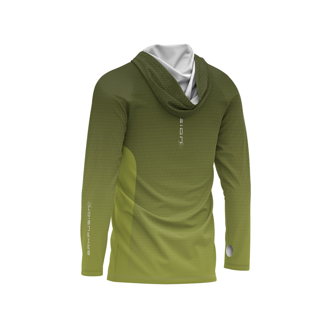 Camisa FusionX Brk Clean Verde Oliva com Capuz e Proteção UV50+ - Brk Fishing
