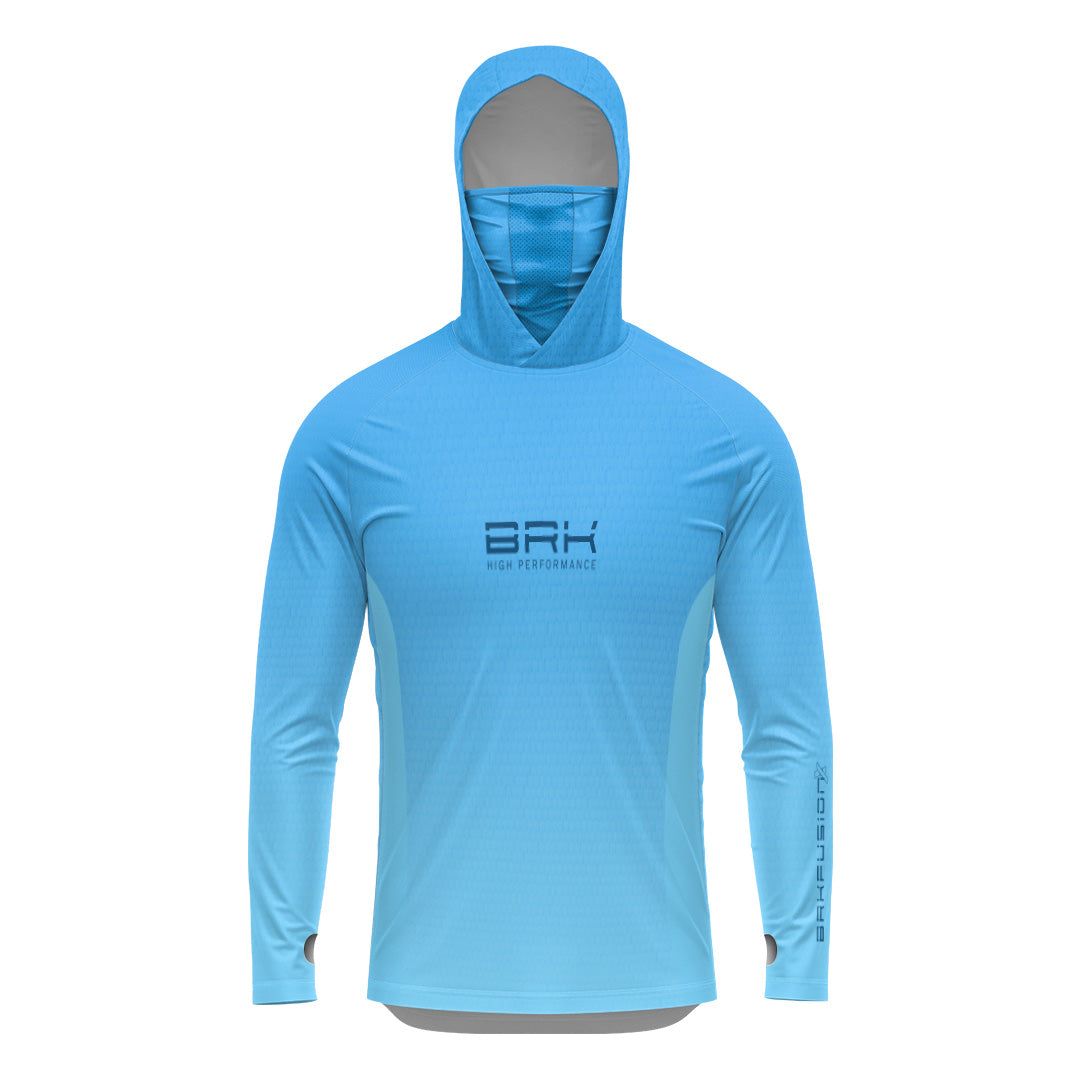 Camisa FusionX Brk Clean Azul Claro com Capuz e Proteção UV50+ - Brk Fishing