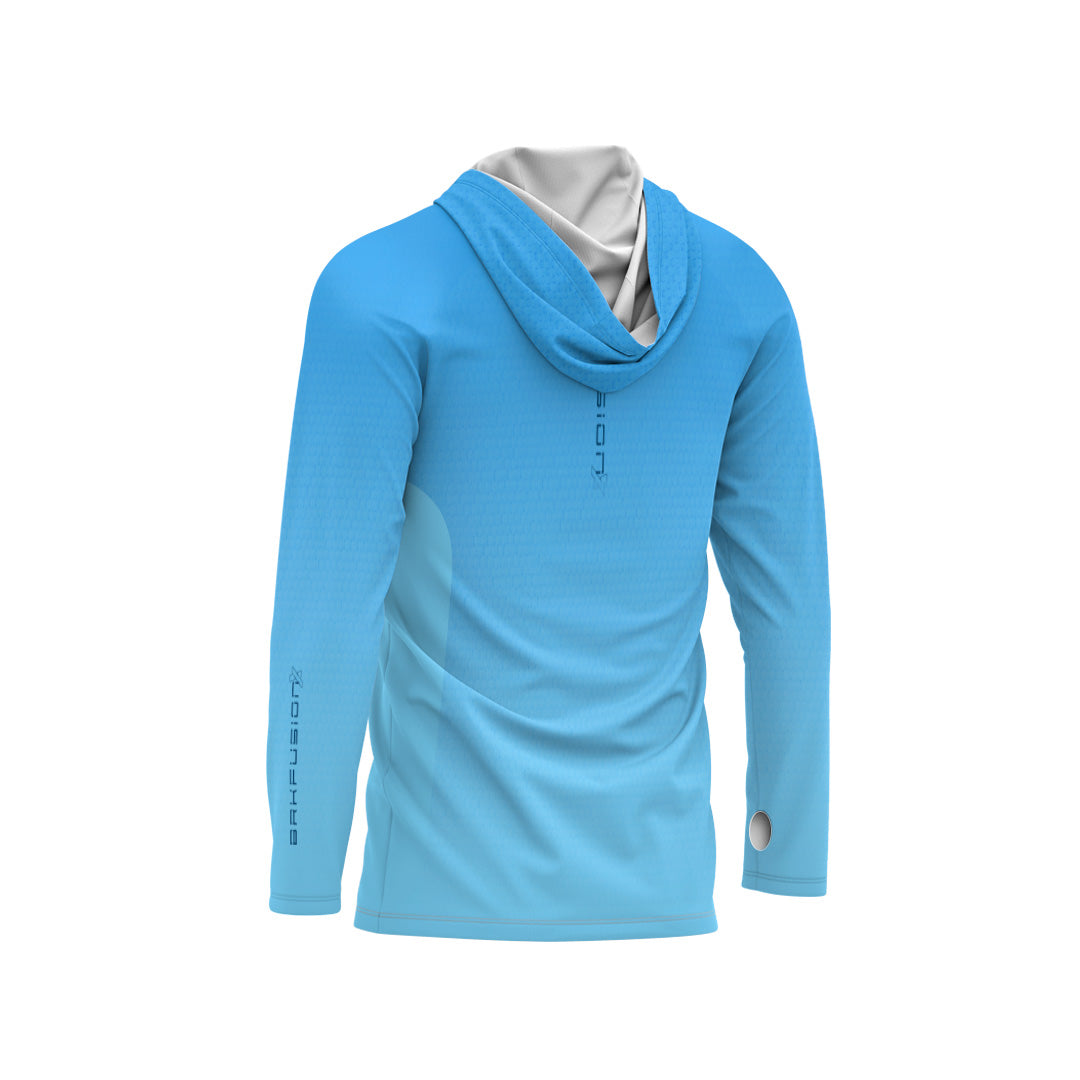 Camisa FusionX Brk Clean Azul Claro com Capuz e Proteção UV50+ - Brk Fishing