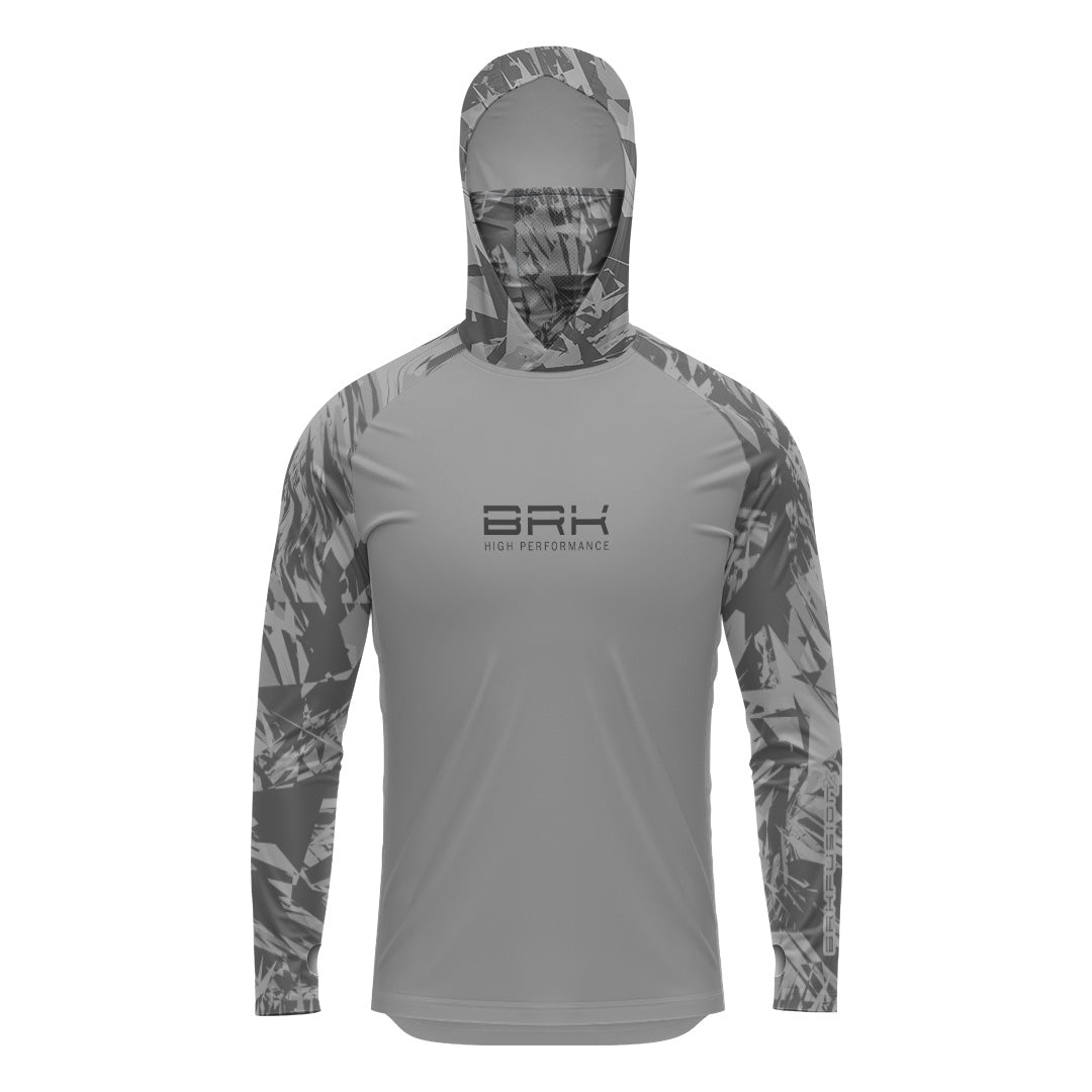 Camisa FusionX Brk Marine Cinza com Capuz e Proteção UV50+ - Brk Fishing