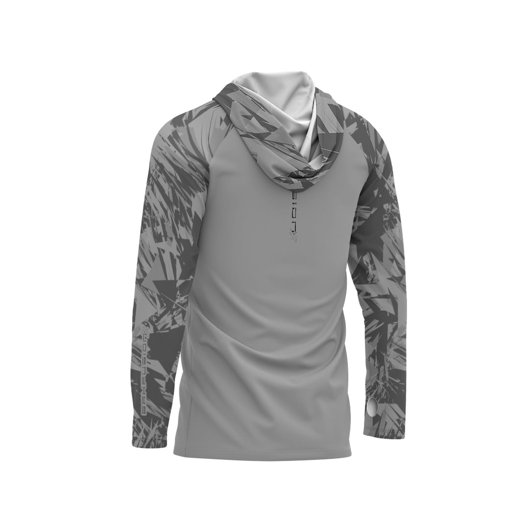 Camisa FusionX Brk Marine Cinza com Capuz e Proteção UV50+ - Brk Fishing